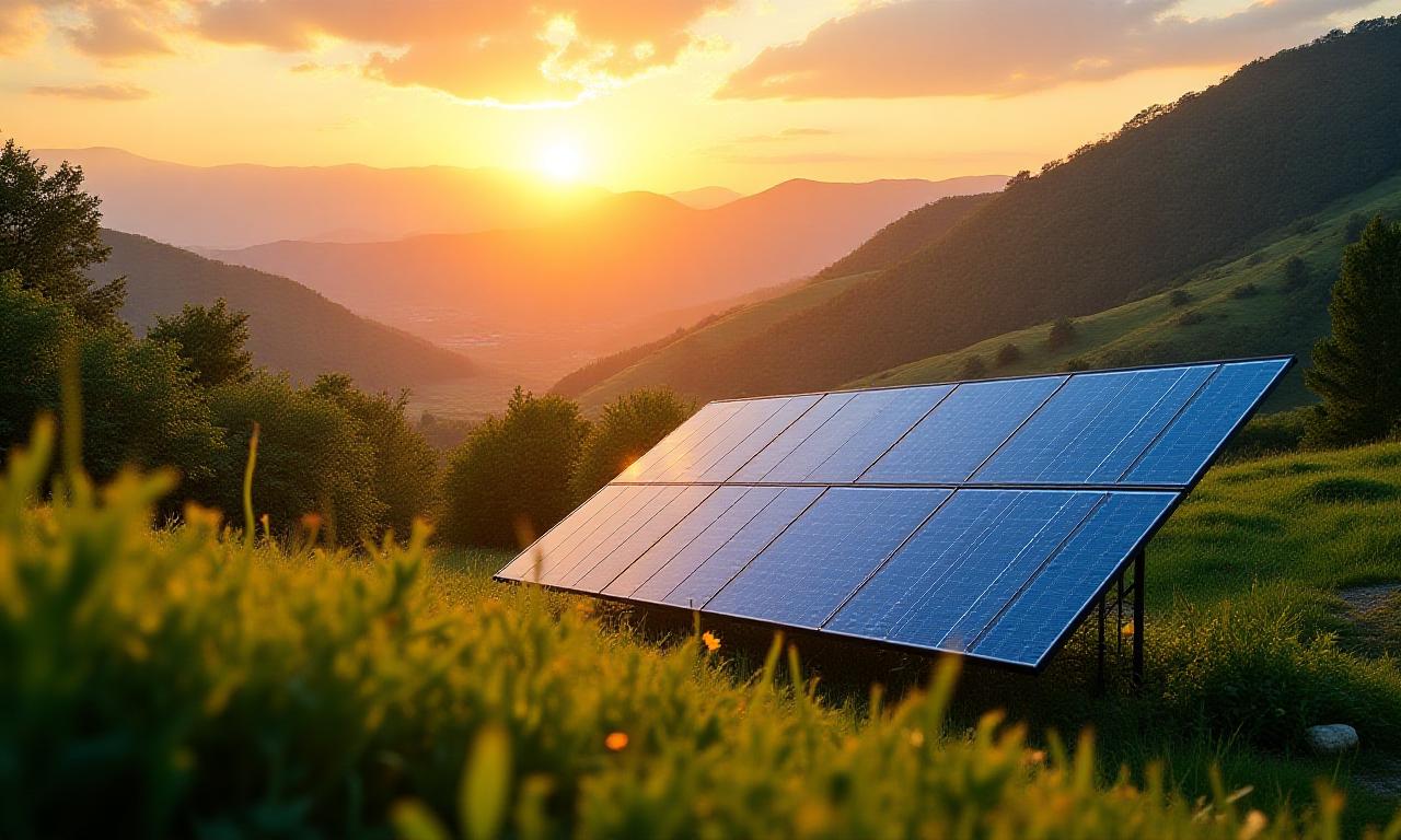 Paesaggio naturale italiano con pannelli solari
